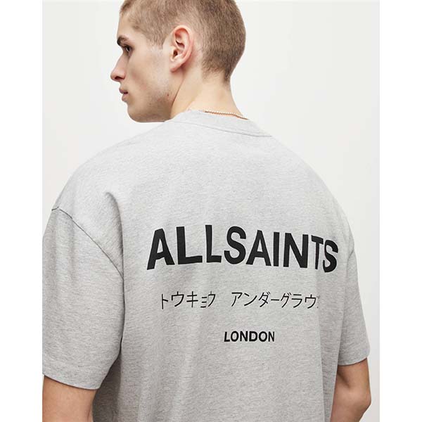 Allsaints Australia Mens Underground Oversized Crew T-Shirt Grey AU05-801